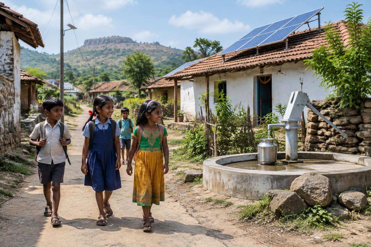 Children in Ambhu, a rural village in Maharashtra, India