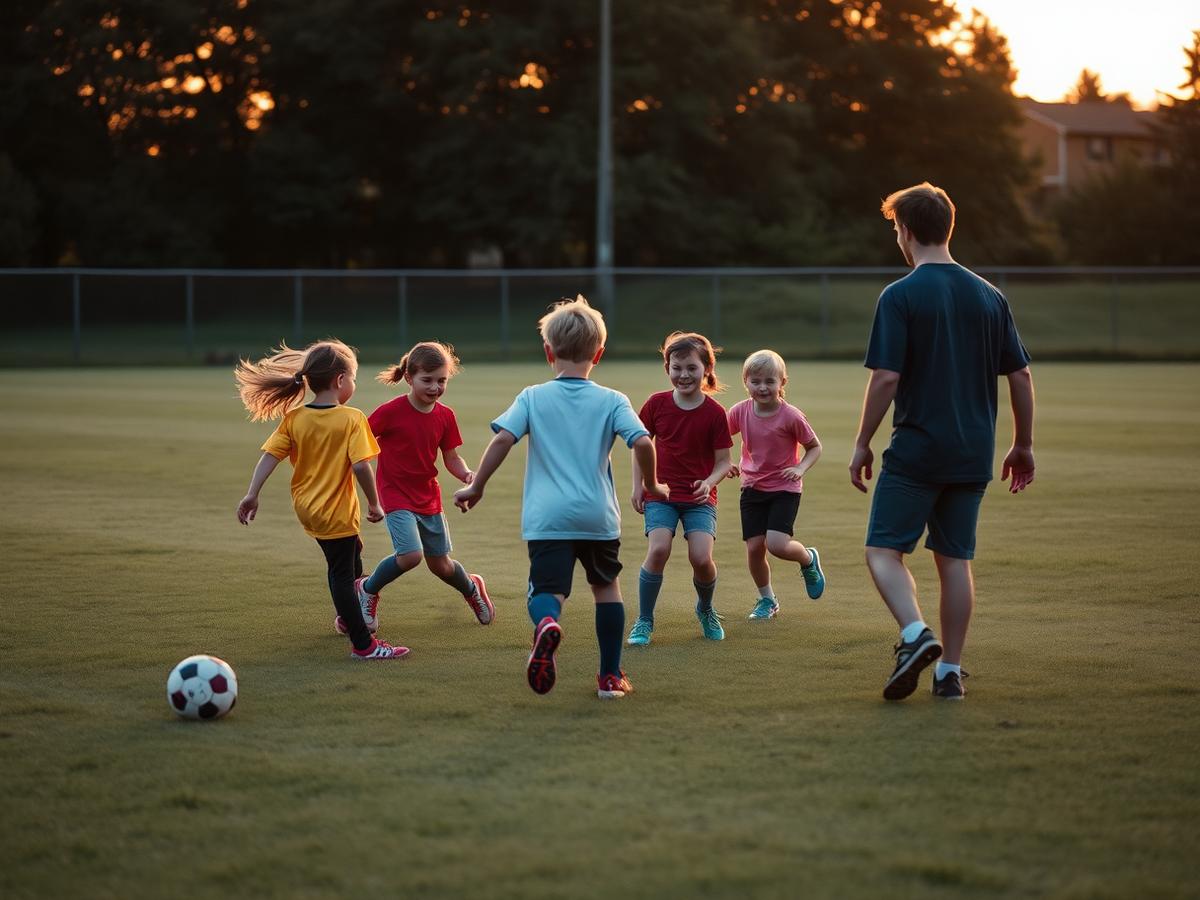 Student coach leading a youth sports drill